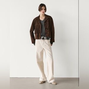 Massimo Dutti Suede Jacket with Leather Fringing